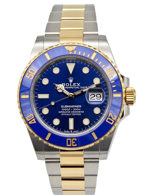 rolex submariner blue dial two tone review|rolex submariner two tone 41mm.